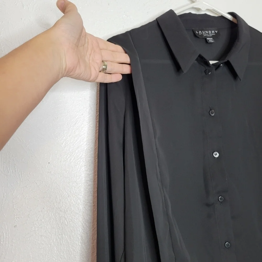 Laundry by Shelli Segal Sheer Black Button-up Shirt Women's Size Small New - Picture 6 of 15